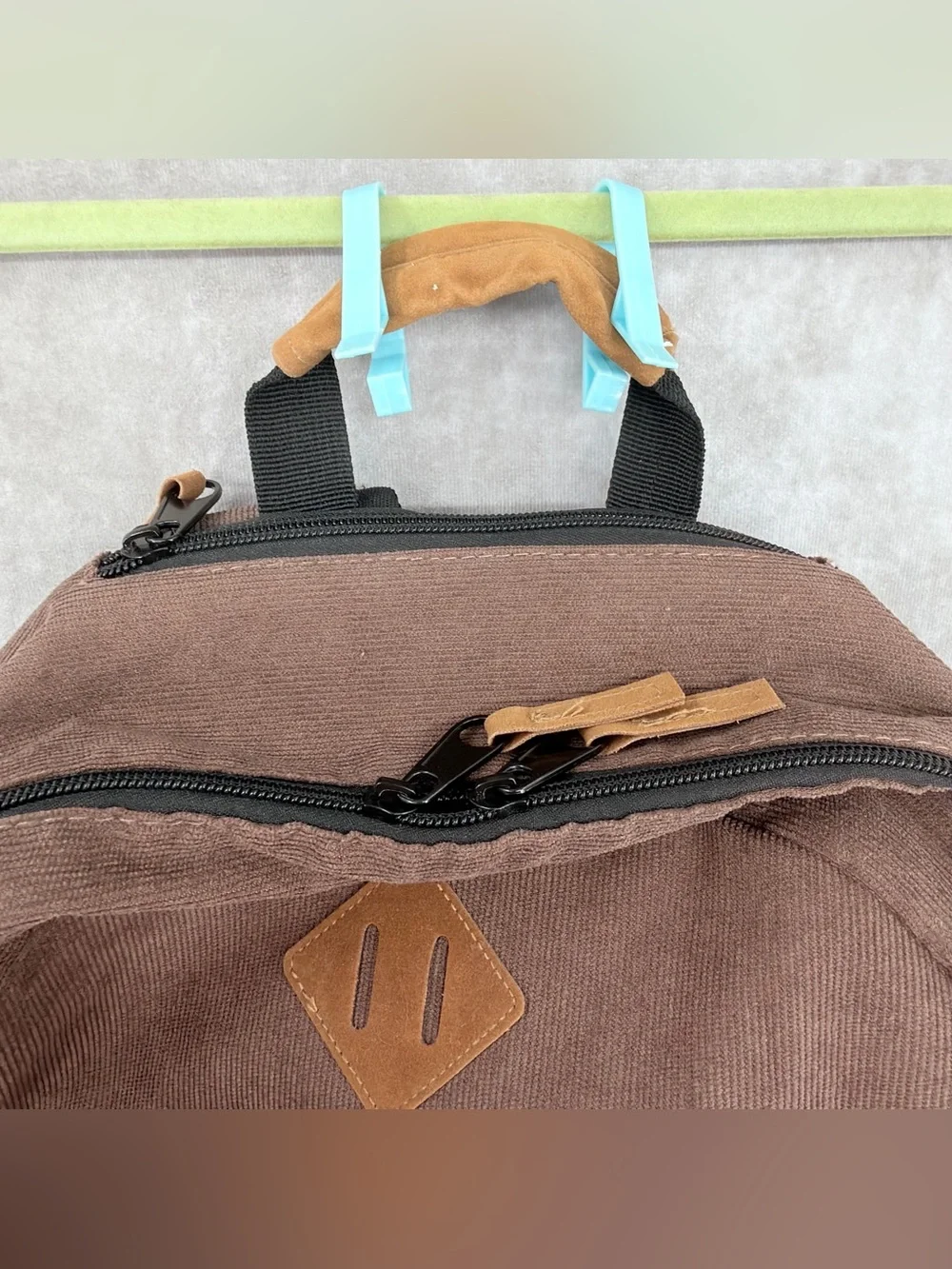 Wrangler Brown and Black Canvas Backpack with Tan Suede Base